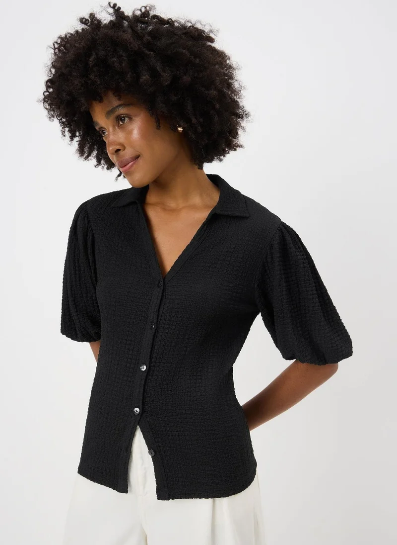 Matalan Black Textured Puff Sleeve Shirt